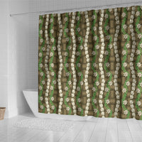 Pikake Maile Tiare Lei Shower Curtain Natural Lauhala Pattern