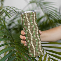 Pikake Maile Tiare Lei Skinny Tumbler Natural Lauhala Pattern