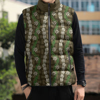 Pikake Maile Tiare Lei Sleeveless Puffer Jacket Natural Lauhala Pattern