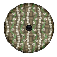 Pikake Maile Tiare Lei Spare Tire Cover Natural Lauhala Pattern