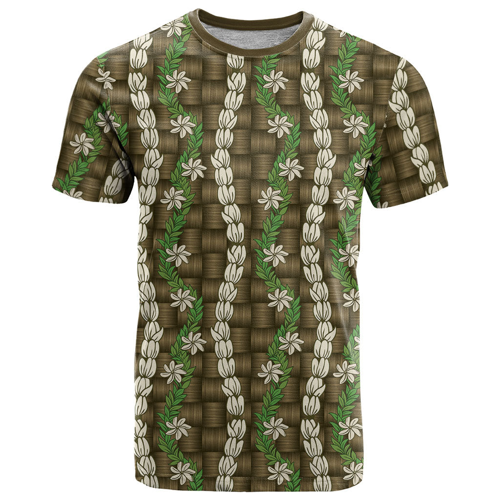 Pikake Maile Tiare Lei T Shirt Natural Lauhala Pattern