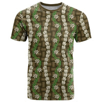 Pikake Maile Tiare Lei T Shirt Natural Lauhala Pattern