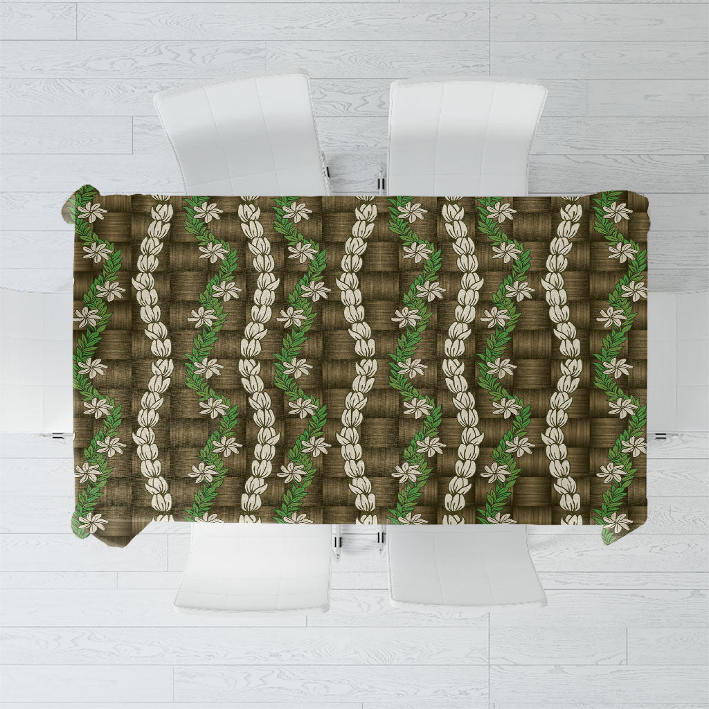 Pikake Maile Tiare Lei Tablecloth Natural Lauhala Pattern