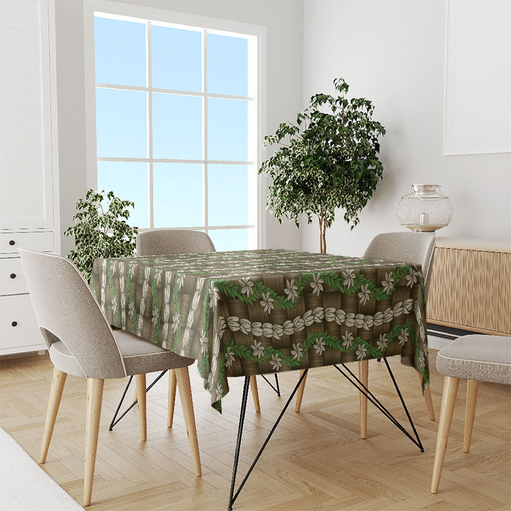 Pikake Maile Tiare Lei Tablecloth Natural Lauhala Pattern
