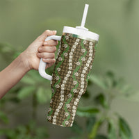 Pikake Maile Tiare Lei Tumbler With Handle Natural Lauhala Pattern