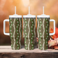 Pikake Maile Tiare Lei Tumbler With Handle Natural Lauhala Pattern