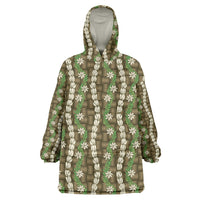 Pikake Maile Tiare Lei Wearable Blanket Hoodie Natural Lauhala Pattern
