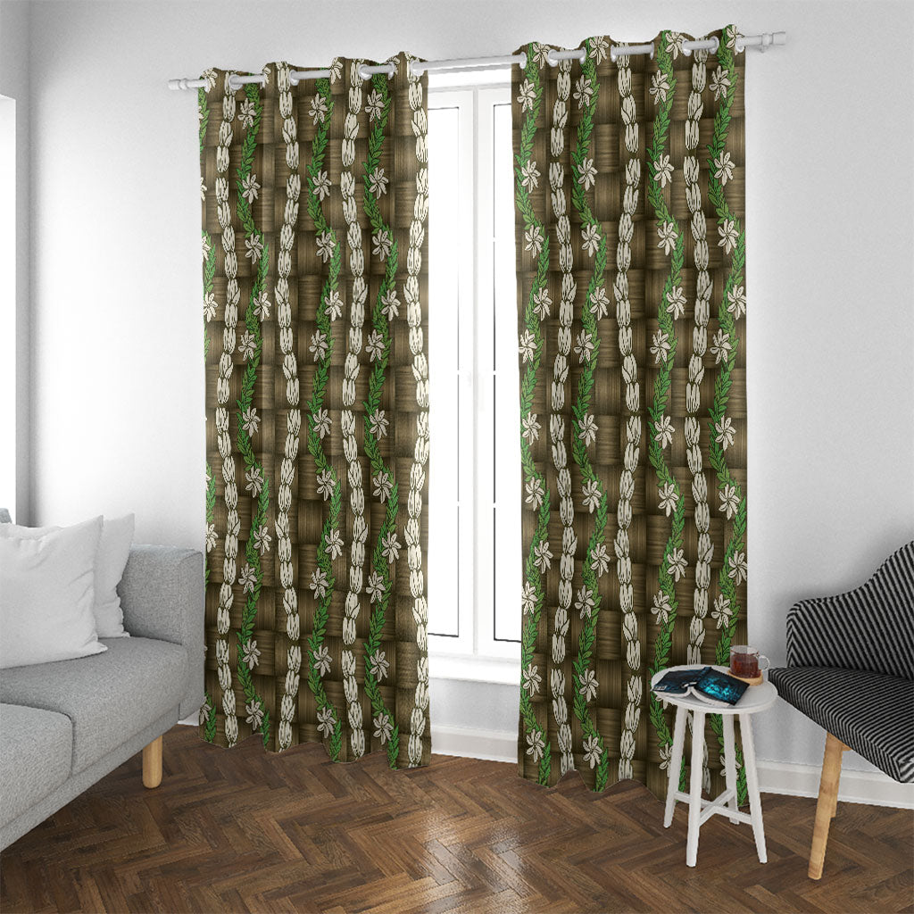 Pikake Maile Tiare Lei Window Curtain Natural Lauhala Pattern