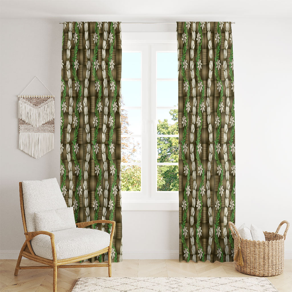Pikake Maile Tiare Lei Window Curtain Natural Lauhala Pattern