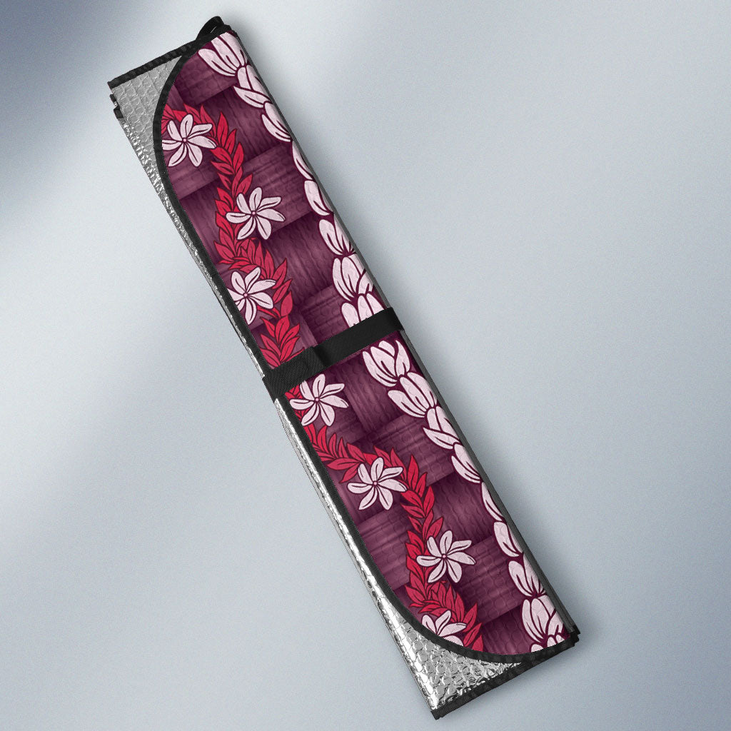 Pikake Maile Tiare Lei Auto Sun Shade Akala Lauhala Pattern