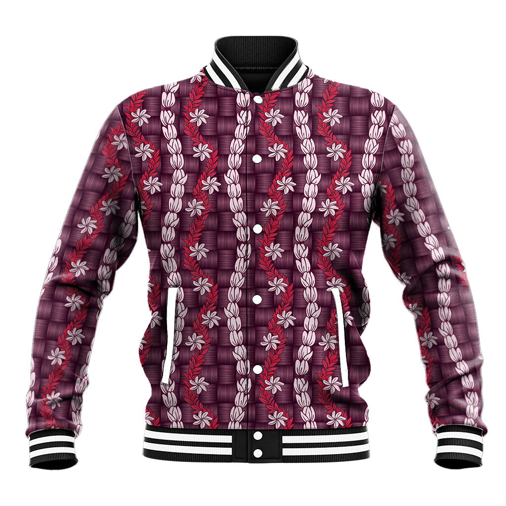 Pikake Maile Tiare Lei Baseball Jacket Akala Lauhala Pattern