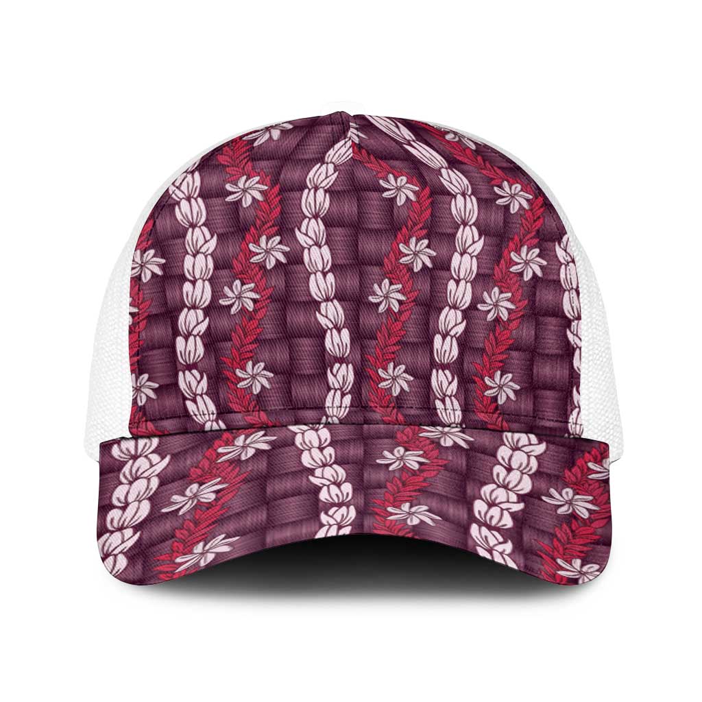 Pikake Maile Tiare Lei Baseball Net Cap Akala Lauhala Pattern
