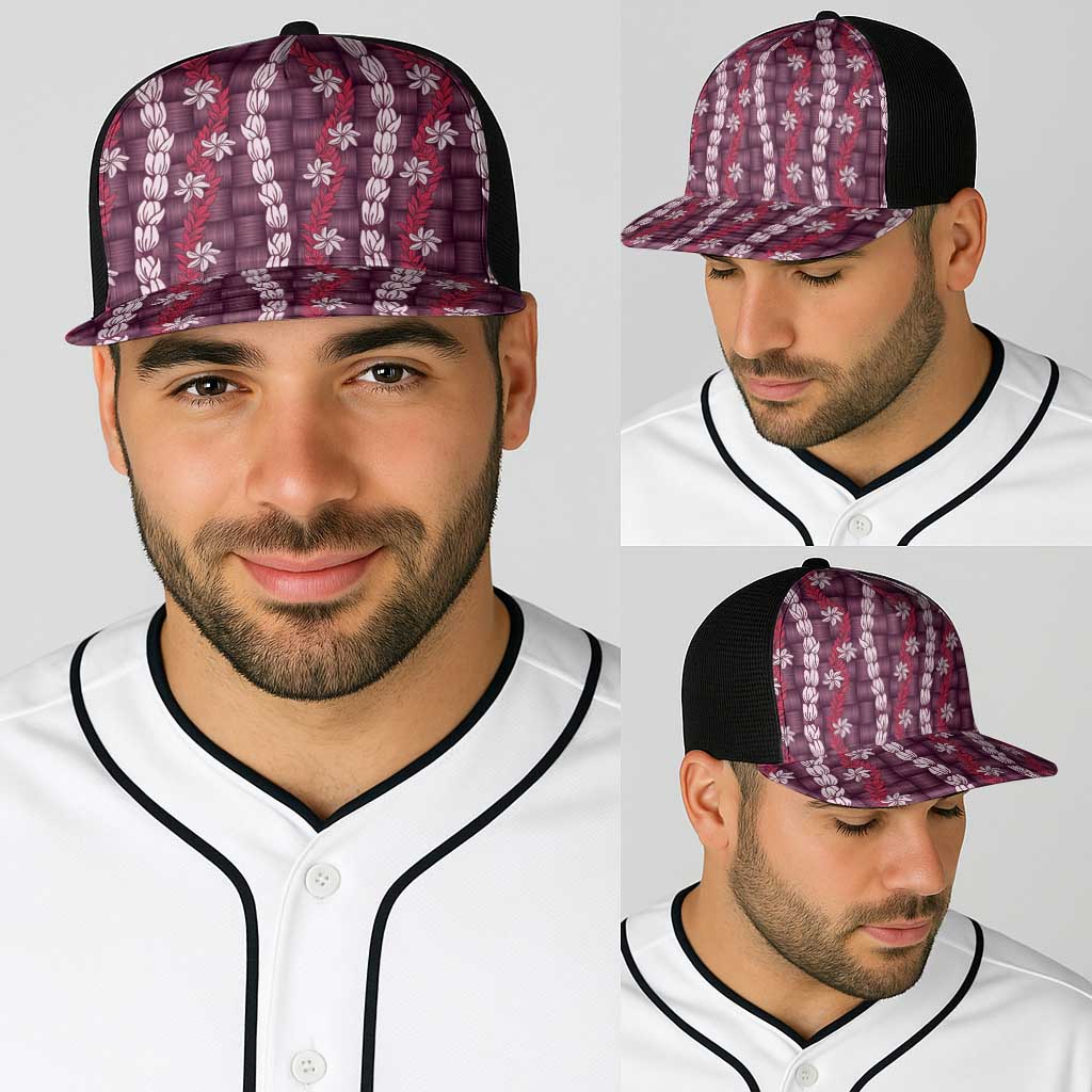 Pikake Maile Tiare Lei Baseball Net Cap Akala Lauhala Pattern