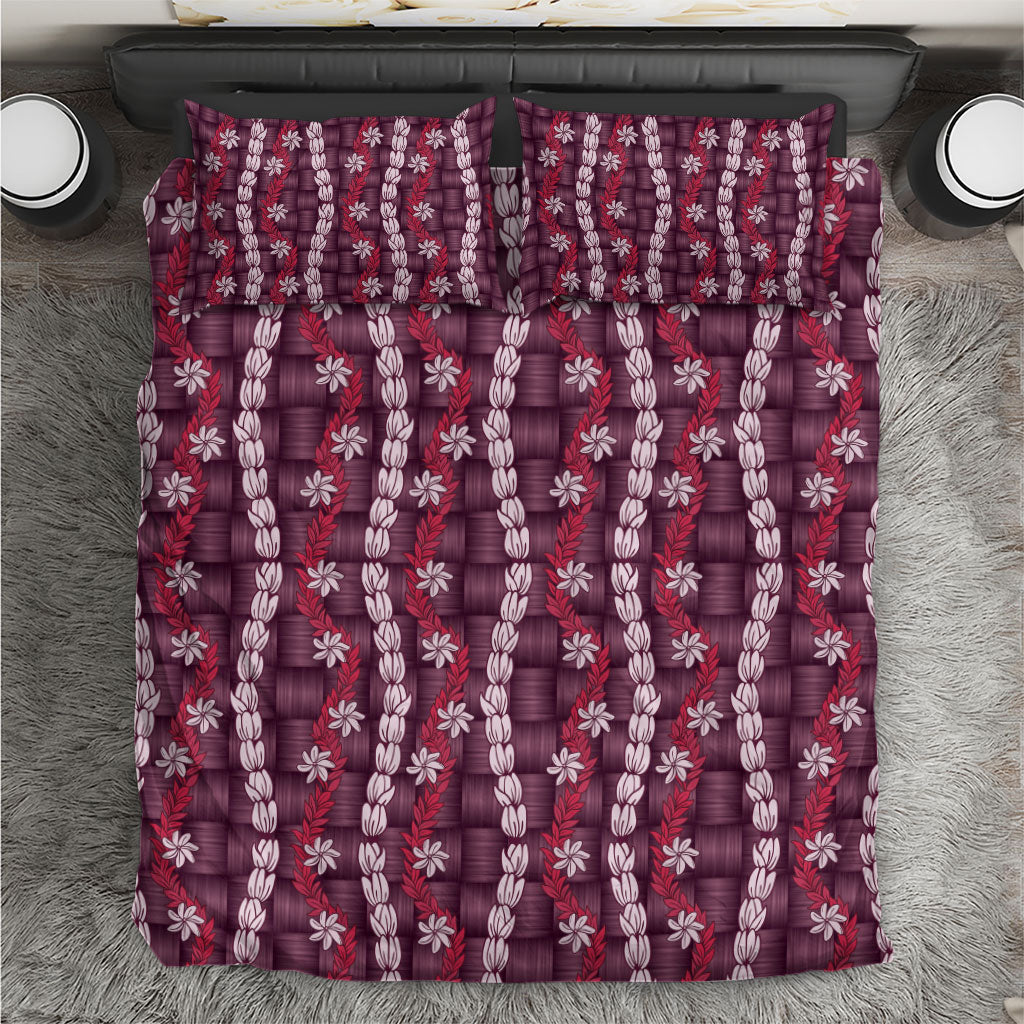 Pikake Maile Tiare Lei Bedding Set Akala Lauhala Pattern