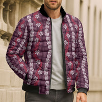 Pikake Maile Tiare Lei Bomber Puffer Jacket Akala Lauhala Pattern