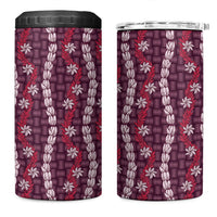 Pikake Maile Tiare Lei 4 in 1 Can Cooler Tumbler Akala Lauhala Pattern