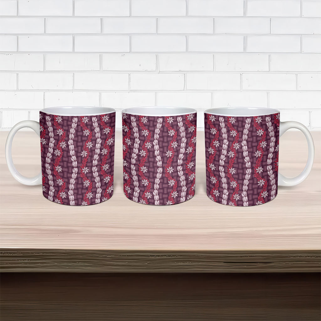 Pikake Maile Tiare Lei Ceramic Mug Akala Lauhala Pattern