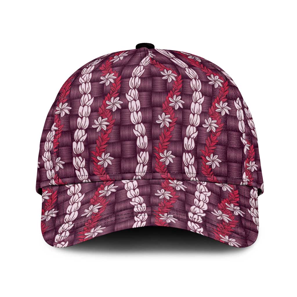 Pikake Maile Tiare Lei Classic Cap Akala Lauhala Pattern LT01 Universal Fit Pink - Polynesian Pride