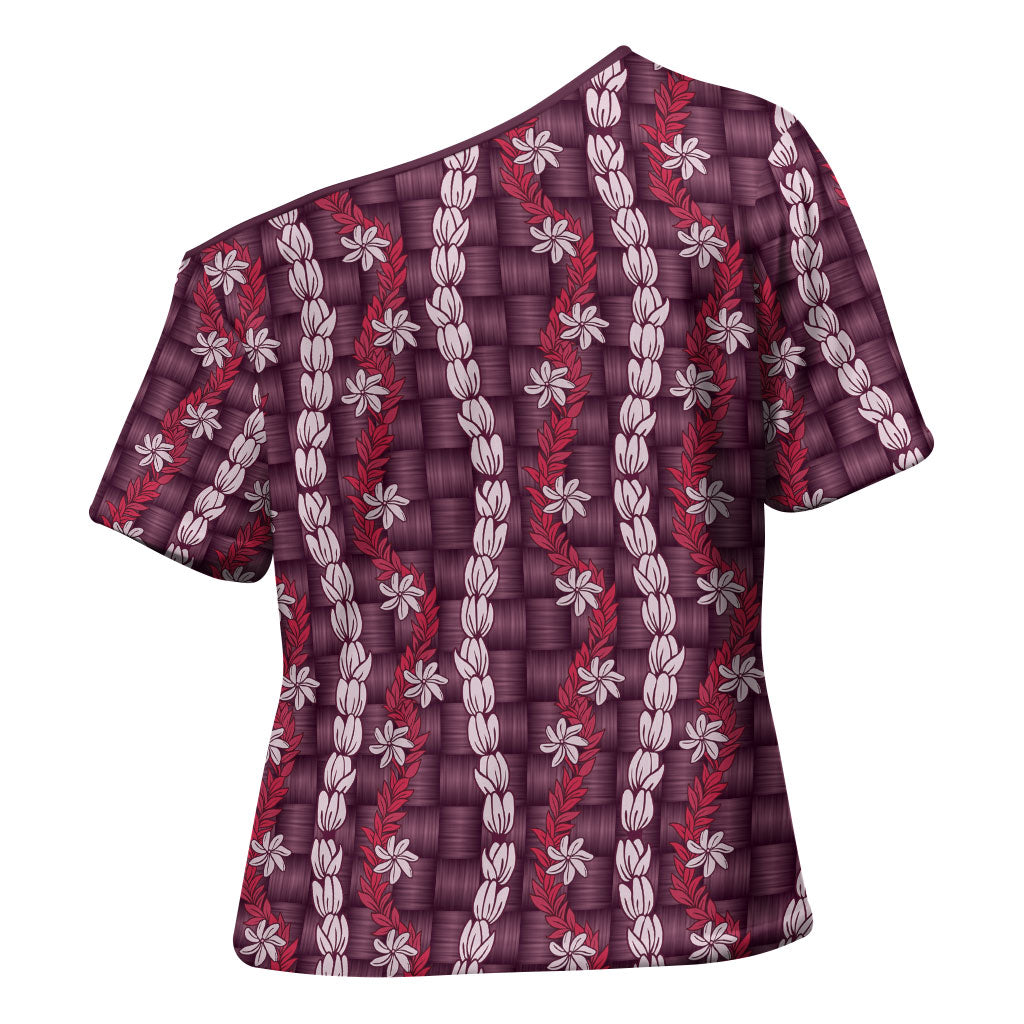 Pikake Maile Tiare Lei Cross Shoulder Shirt Akala Lauhala Pattern
