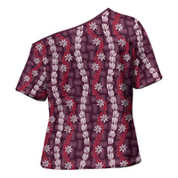Pikake Maile Tiare Lei Cross Shoulder Shirt Akala Lauhala Pattern