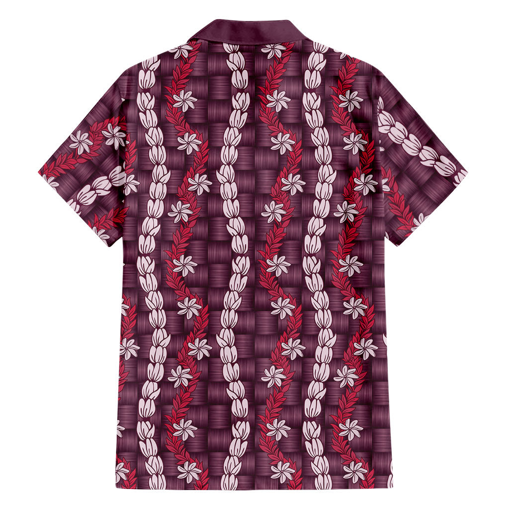 Pikake Maile Tiare Lei Family Matching Off Shoulder Maxi Dress and Hawaiian Shirt Akala Lauhala Pattern