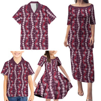 Pikake Maile Tiare Lei Family Matching Puletasi and Hawaiian Shirt Akala Lauhala Pattern
