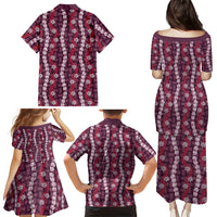 Pikake Maile Tiare Lei Family Matching Puletasi and Hawaiian Shirt Akala Lauhala Pattern