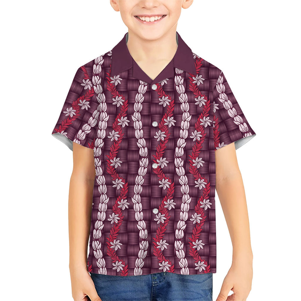 Pikake Maile Tiare Lei Family Matching Summer Maxi Dress and Hawaiian Shirt Akala Lauhala Pattern