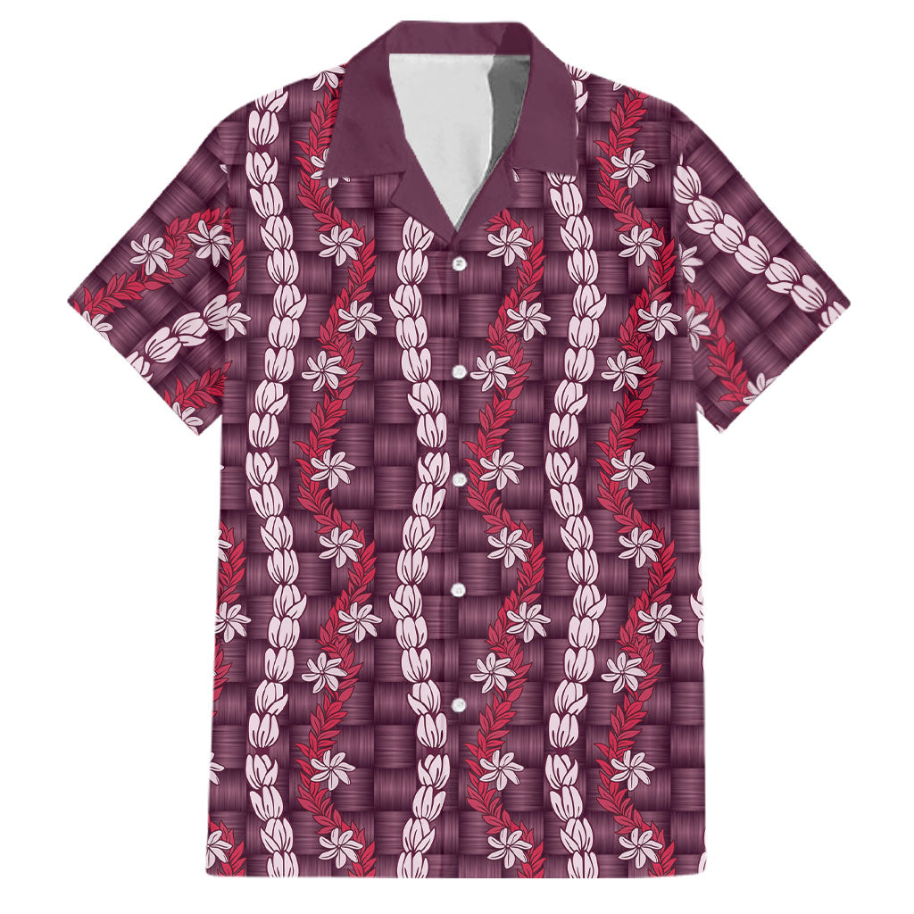 Pikake Maile Tiare Lei Family Matching Tank Maxi Dress and Hawaiian Shirt Akala Lauhala Pattern