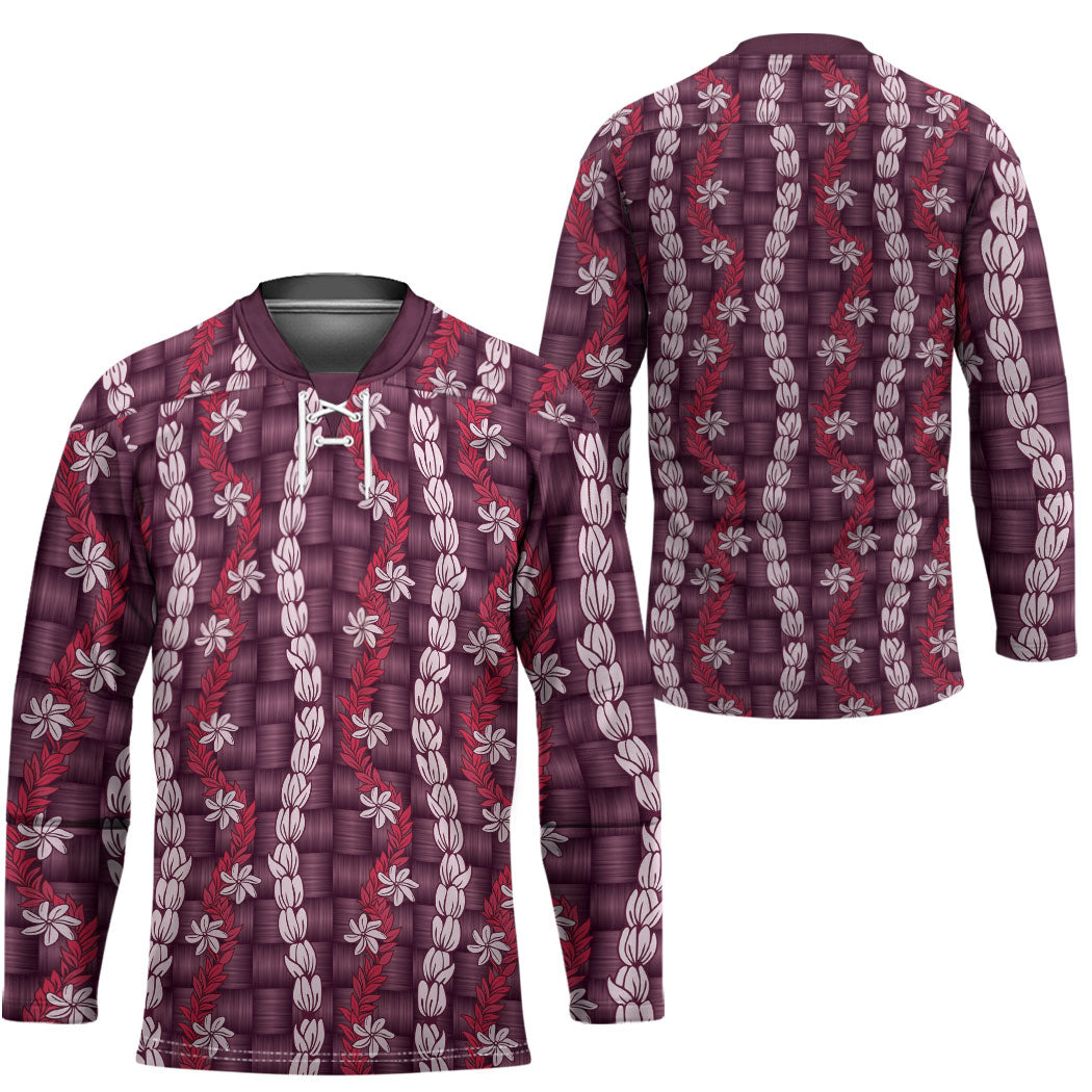 Pikake Maile Tiare Lei Hockey Jersey Akala Lauhala Pattern