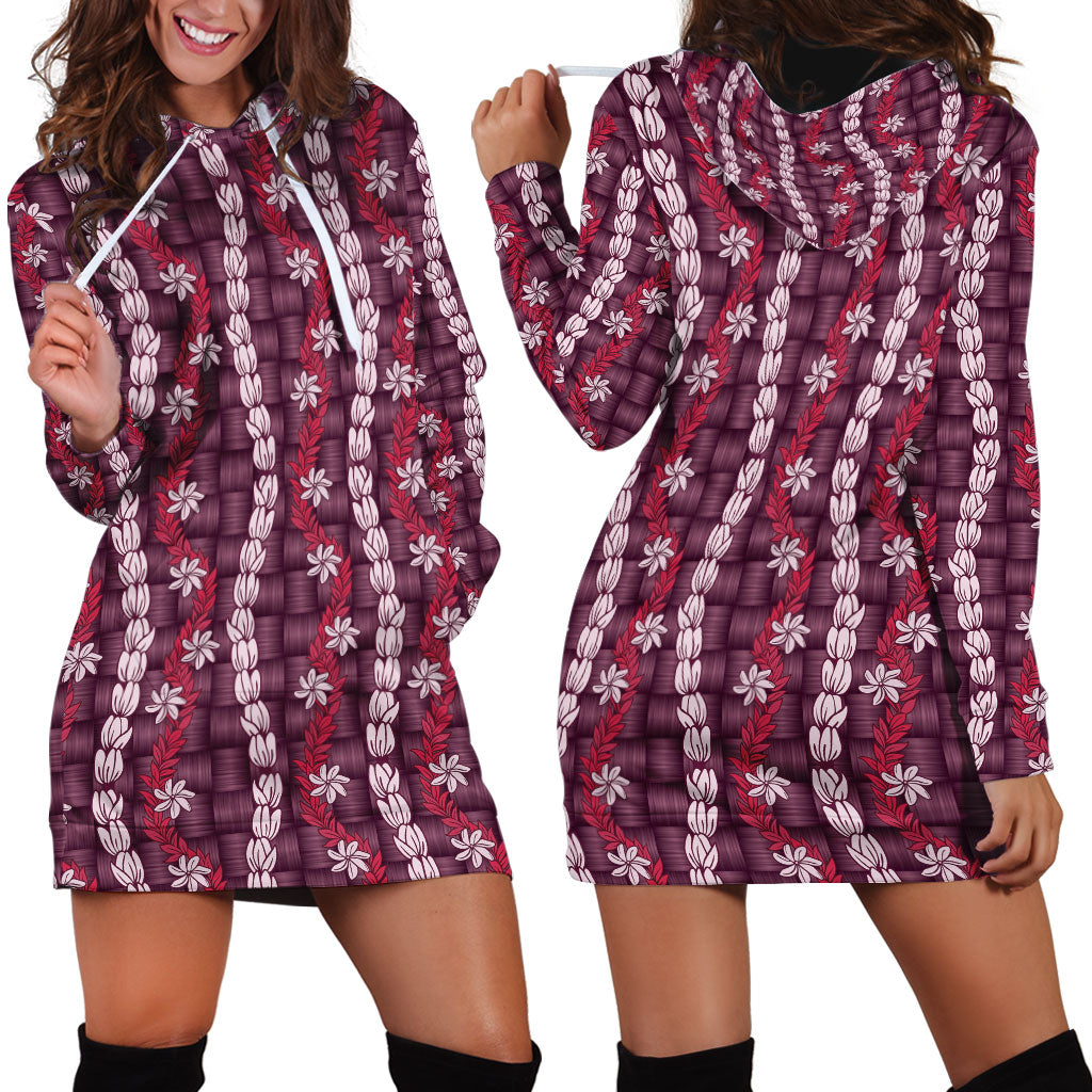 Pikake Maile Tiare Lei Hoodie Dress Akala Lauhala Pattern