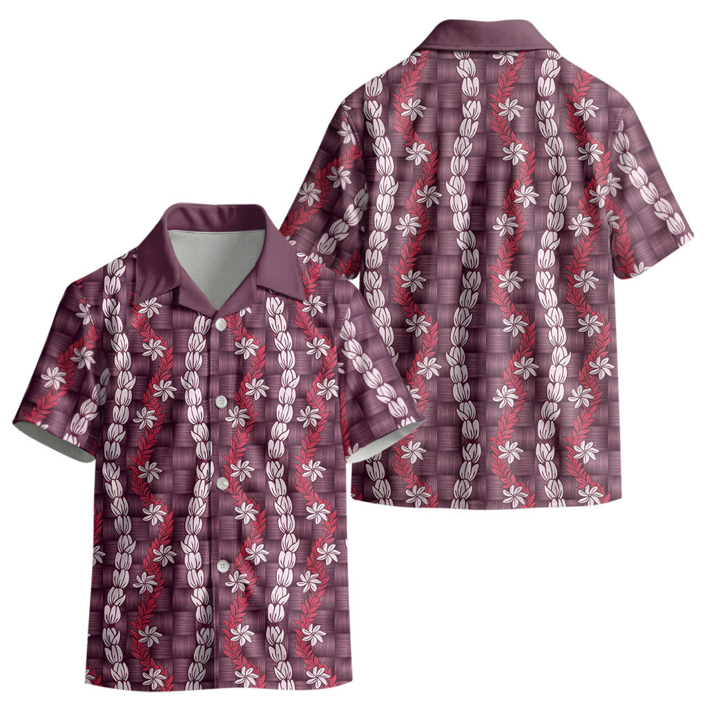 Pikake Maile Tiare Lei Kid Hawaiian Shirt Akala Lauhala Pattern LT01 - Polynesian Pride