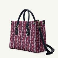 Pikake Maile Tiare Lei Leather Bag Akala Lauhala Pattern