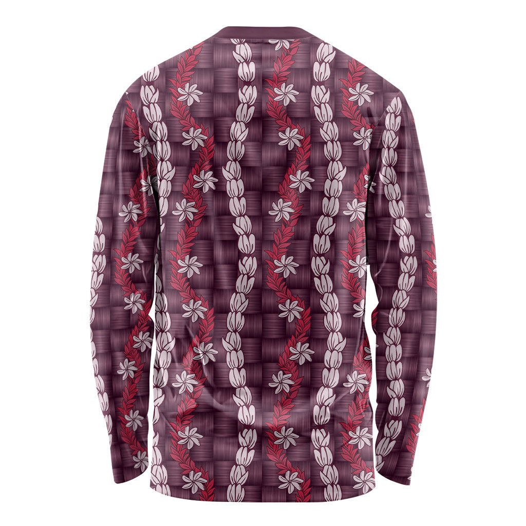 Pikake Maile Tiare Lei Long Sleeve Shirt Akala Lauhala Pattern