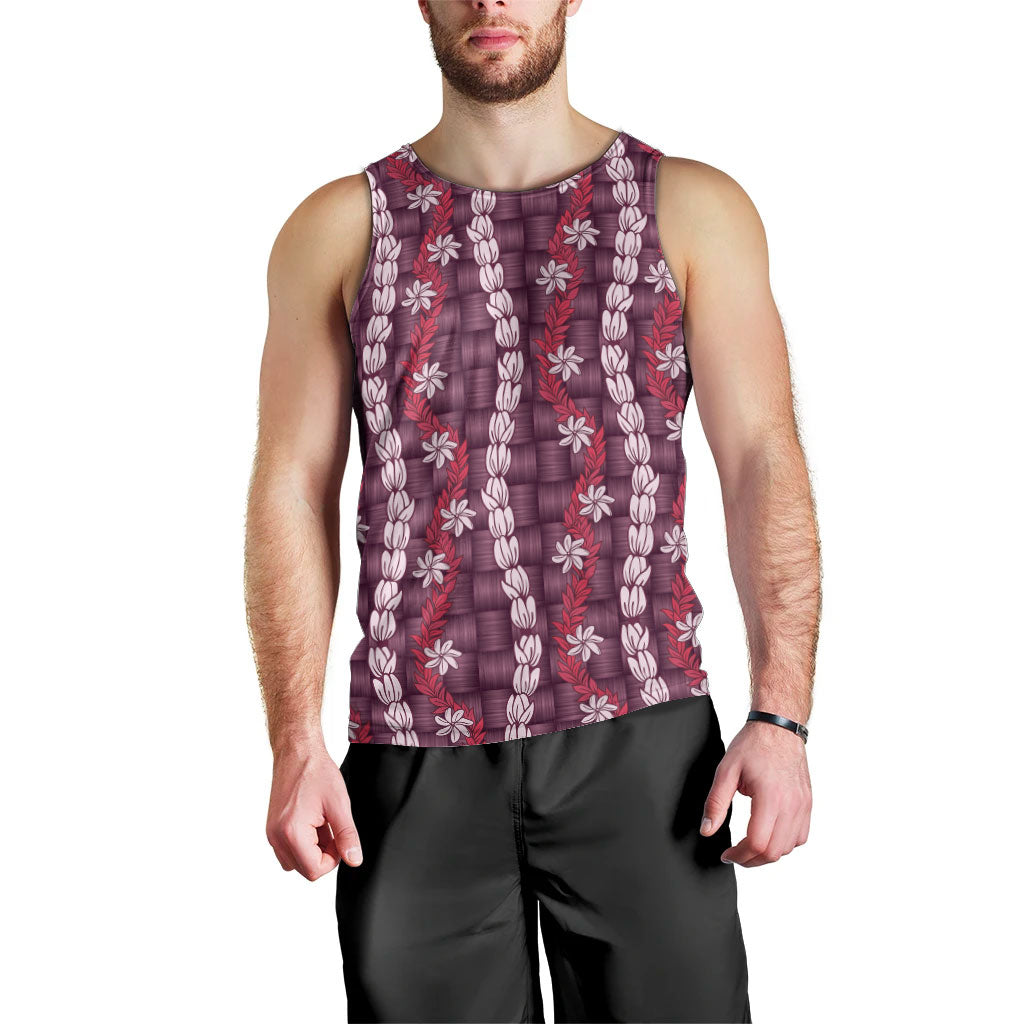 Pikake Maile Tiare Lei Men Tank Top Akala Lauhala Pattern