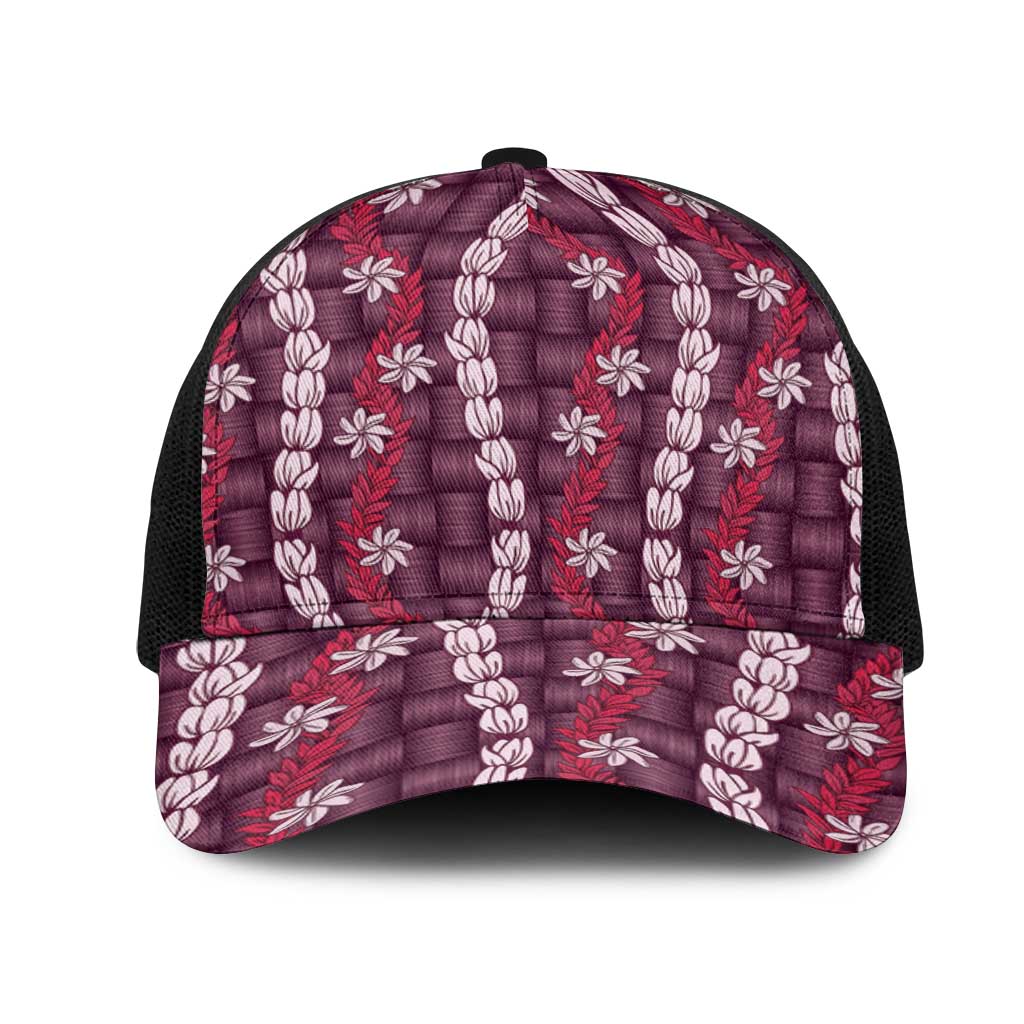 Pikake Maile Tiare Lei Mesh Trucker Cap Akala Lauhala Pattern