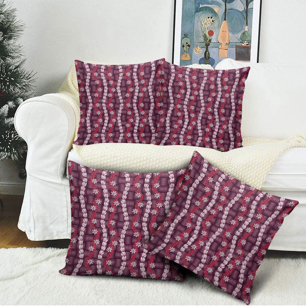 Pikake Maile Tiare Lei Pillow Cover Akala Lauhala Pattern