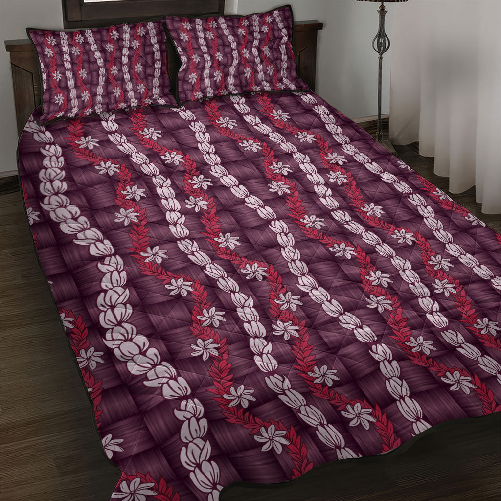 Pikake Maile Tiare Lei Quilt Bed Set Akala Lauhala Pattern