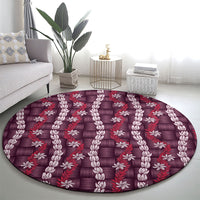 Pikake Maile Tiare Lei Round Carpet Akala Lauhala Pattern