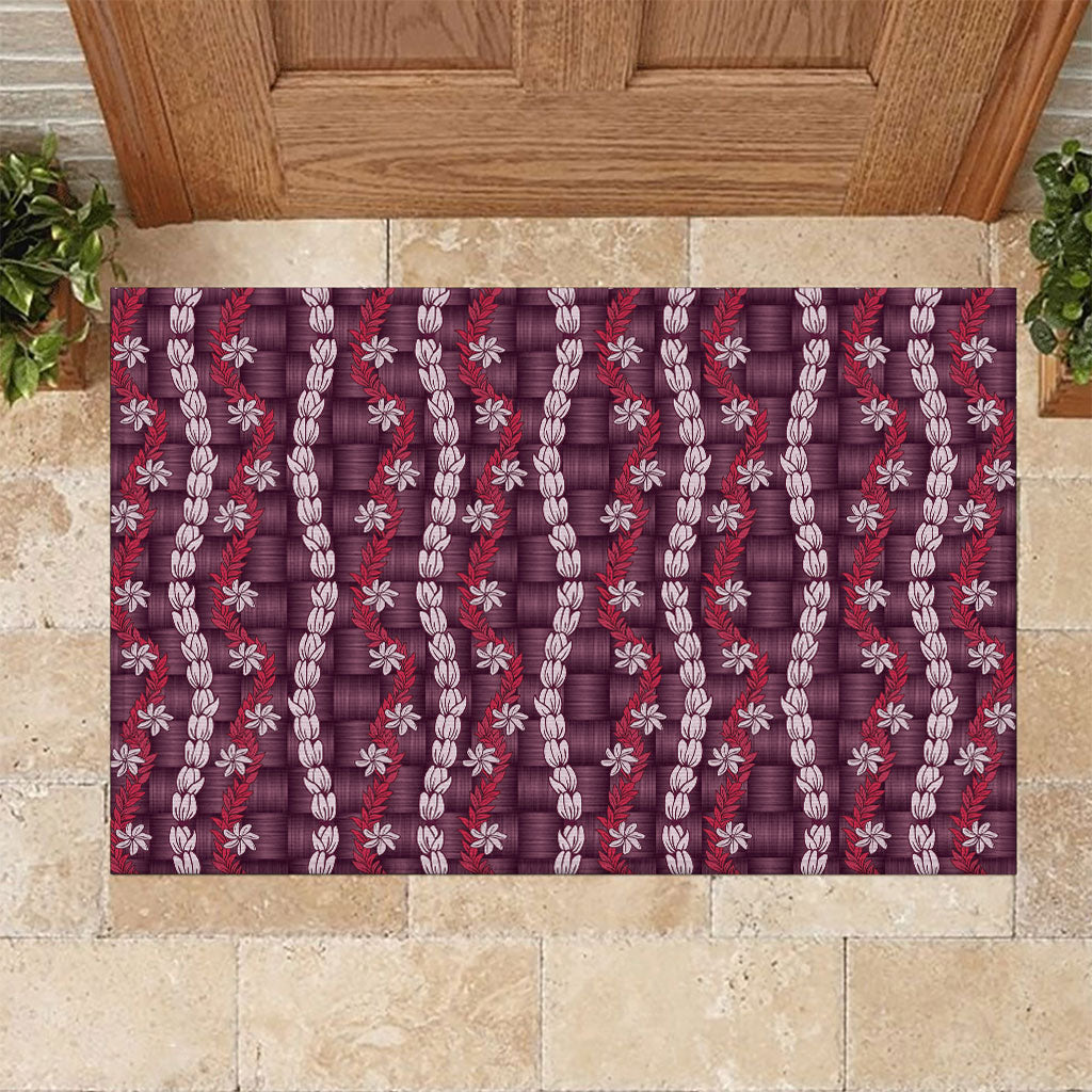 Pikake Maile Tiare Lei Rubber Doormat Akala Lauhala Pattern