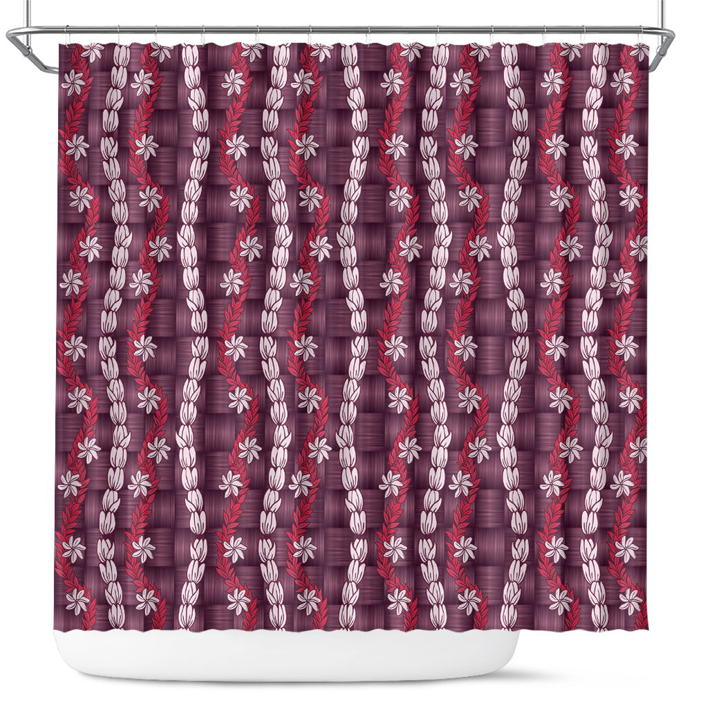 Pikake Maile Tiare Lei Shower Curtain Akala Lauhala Pattern