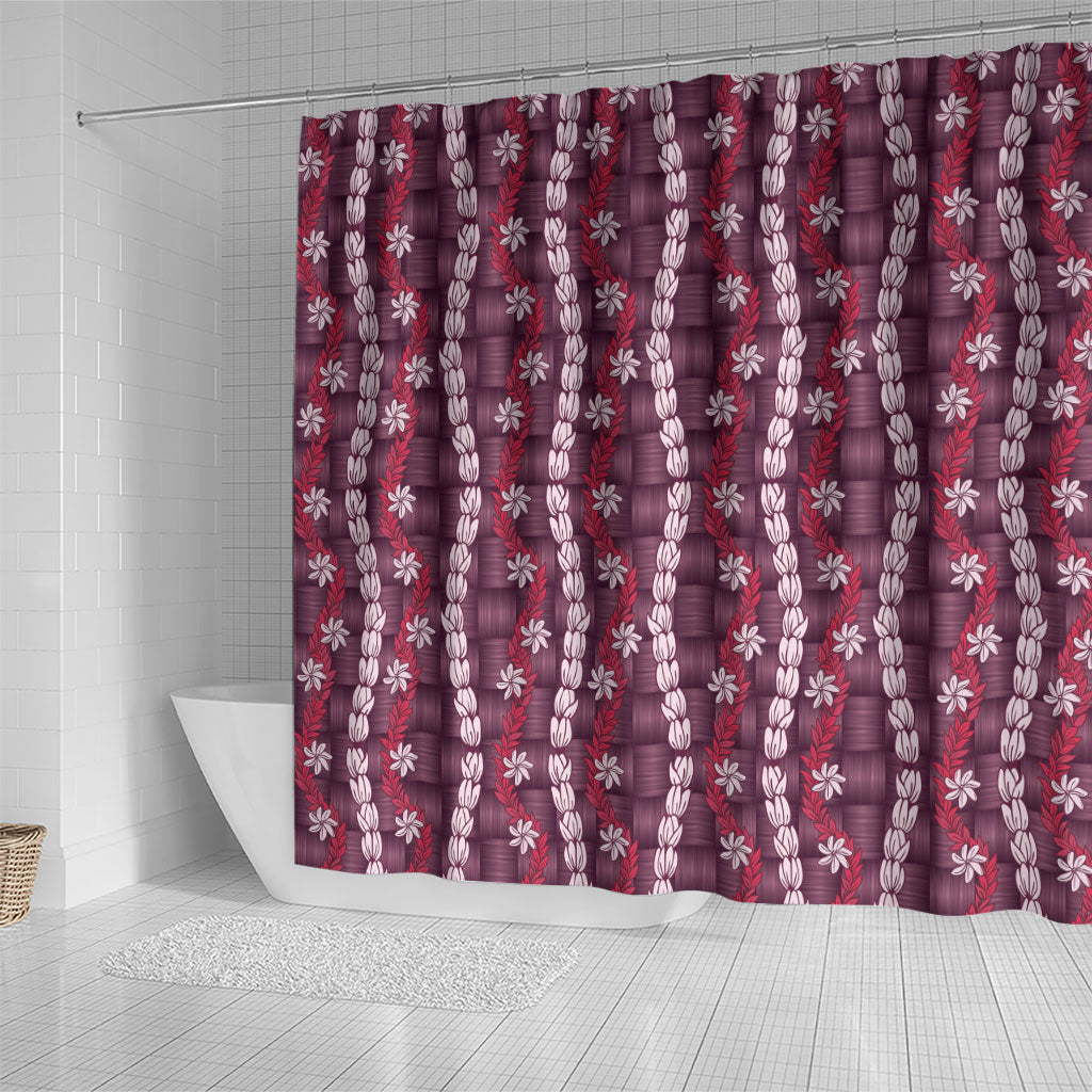 Pikake Maile Tiare Lei Shower Curtain Akala Lauhala Pattern