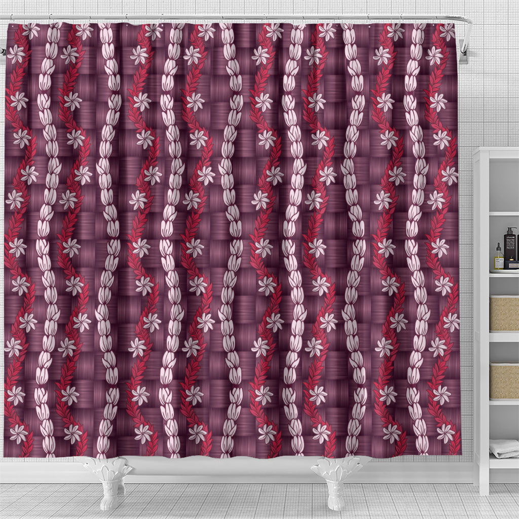 Pikake Maile Tiare Lei Shower Curtain Akala Lauhala Pattern