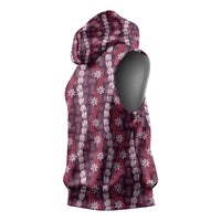 Pikake Maile Tiare Lei Sleeveless Hoodie Akala Lauhala Pattern