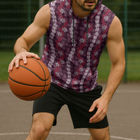 Pikake Maile Tiare Lei Sleeveless Hoodie Akala Lauhala Pattern
