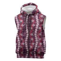 Pikake Maile Tiare Lei Sleeveless Zip Hoodie Akala Lauhala Pattern