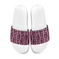 Pikake Maile Tiare Lei Slide Sandals Akala Lauhala Pattern