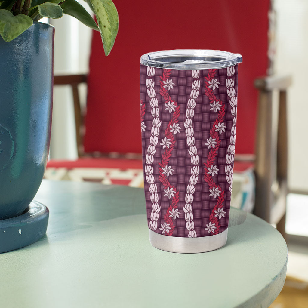 Pikake Maile Tiare Lei Tumbler Cup Akala Lauhala Pattern