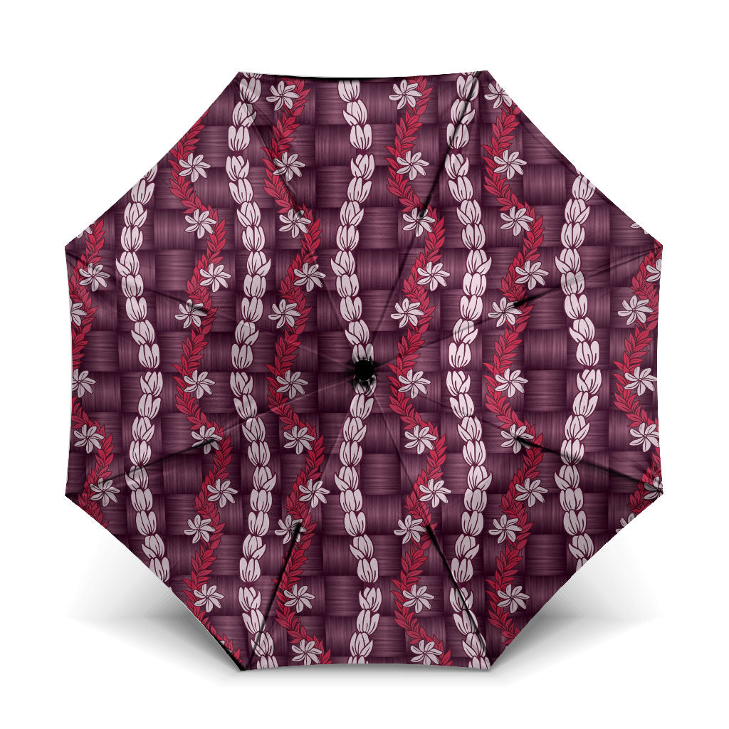 Pikake Maile Tiare Lei Umbrella Akala Lauhala Pattern