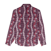 Pikake Maile Tiare Lei Women Casual Shirt Akala Lauhala Pattern